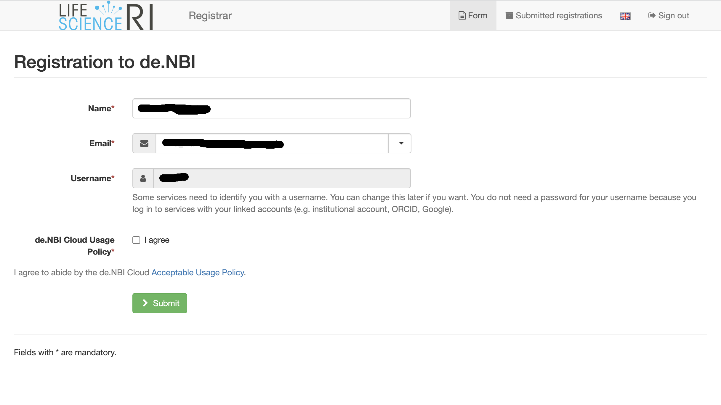 de.NBI Registration